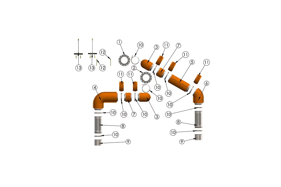 Komatsu 930E Detroit Diesel 16V 4000 Engine To Horse Collar Insulated Exhaust System - Exhaust Kits