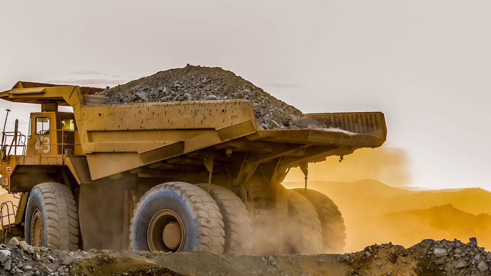 Large Mining Truck Carrying Sand Platinum Mining Site