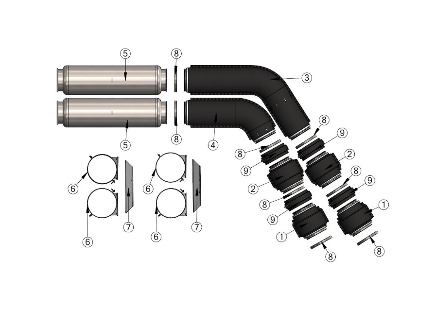 Exploded View Diagram Of The Caterpillar 797F Insulated Exhaust System